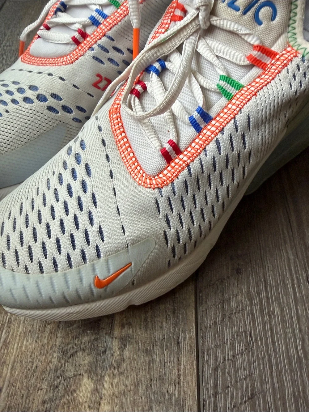 Nike Kids White Sneakers with Multicolor Accents